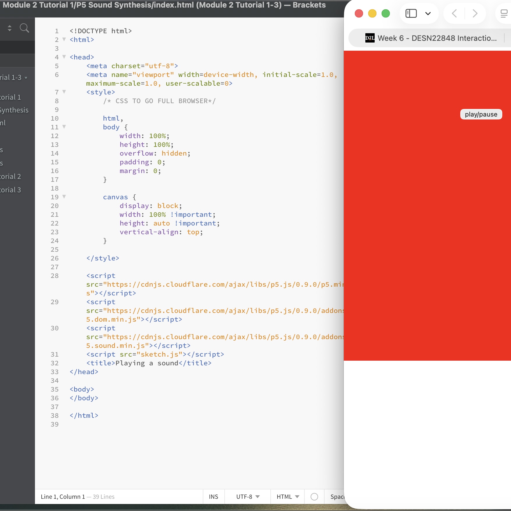 Turning on the audio by clicking the webpage.