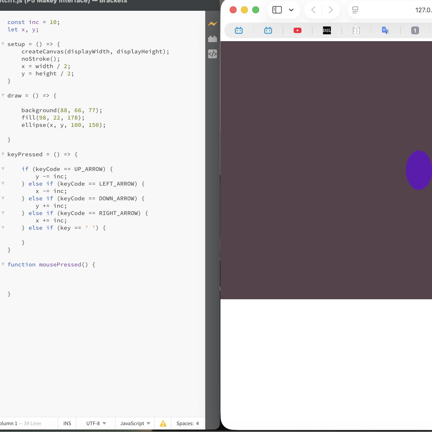I changed the colors of the background and the ellipse