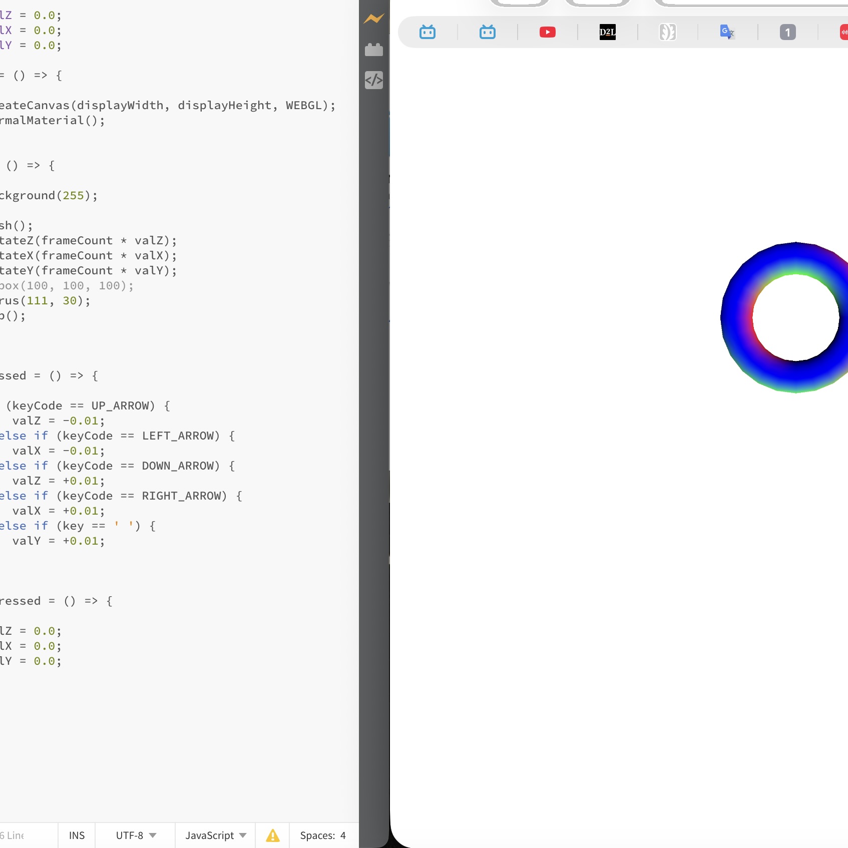 I changed the value of torus and the size was smaller