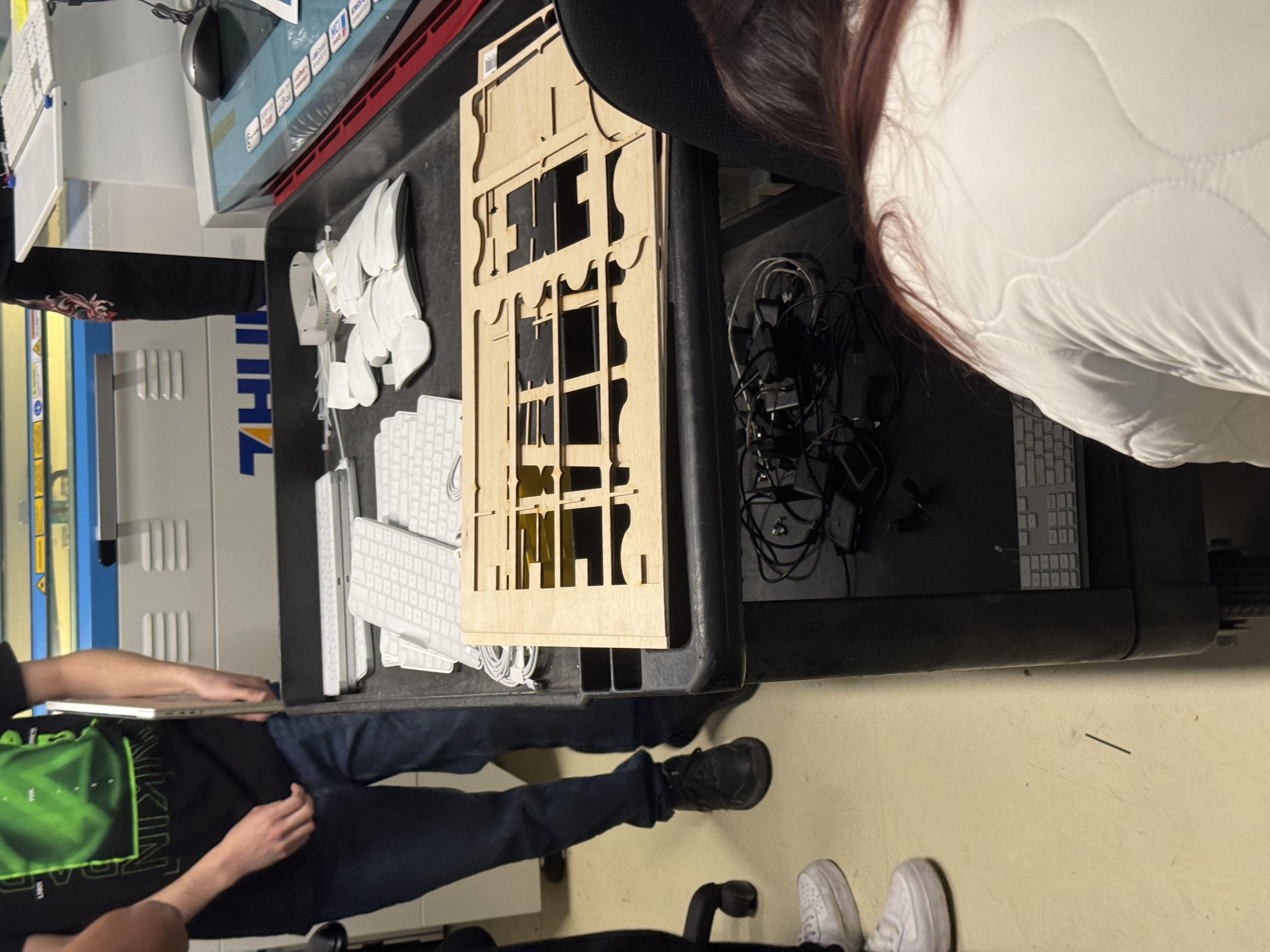 My group members and I are waiting for the laser cutting samples